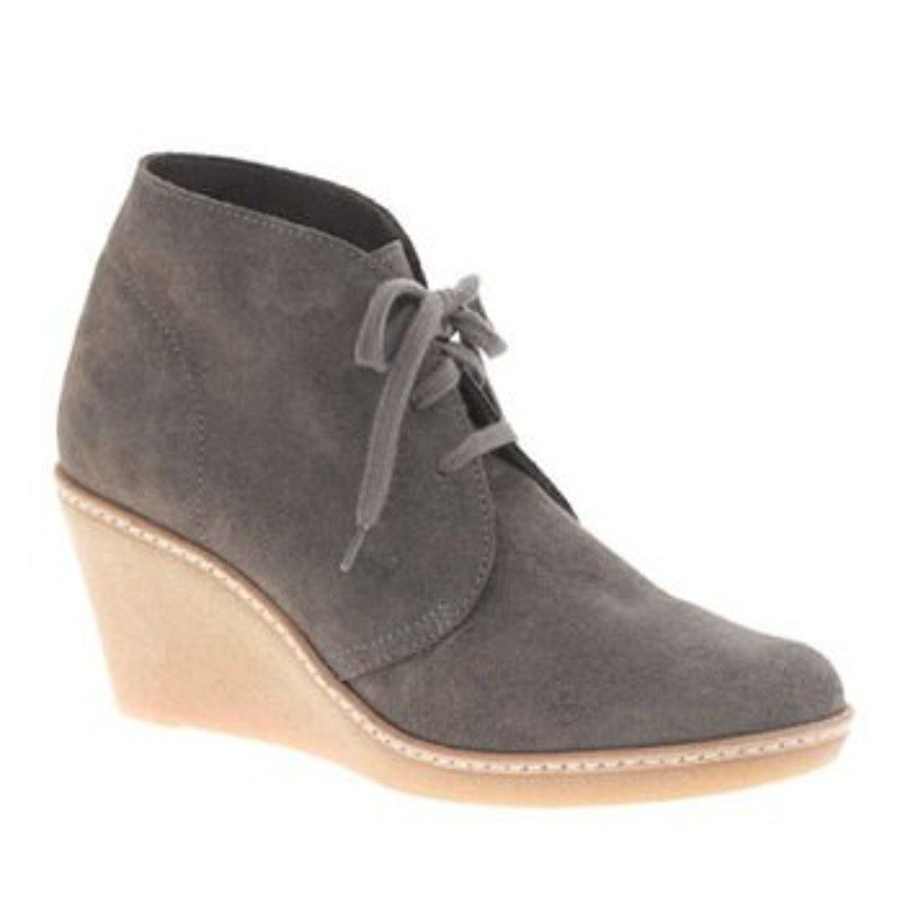 J.Crew Grey Suede Macalister Wedge Lace-up Boots